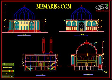 نقشه کامل مسجد شامل 30 شیت | معماری 98