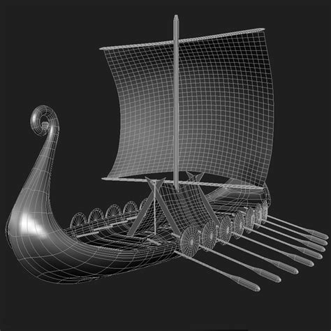 ship viking longship 3d model