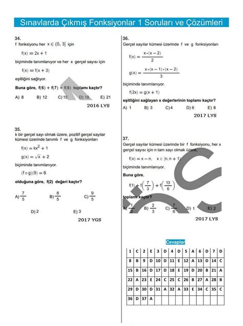 Fonksiyonlar S N F Rnek Sorular Ve Z Mleri E Itli Rnekler