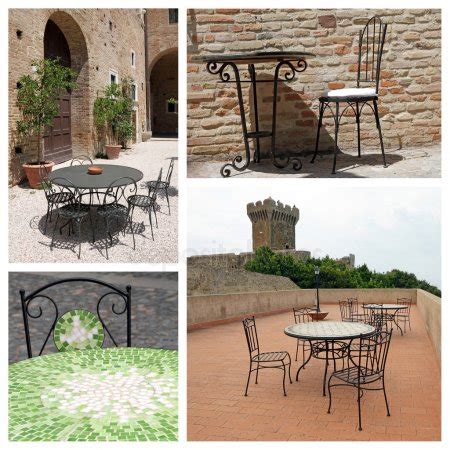 Garden furniture collection on italian terraces, Italy, Europe — Stock ...