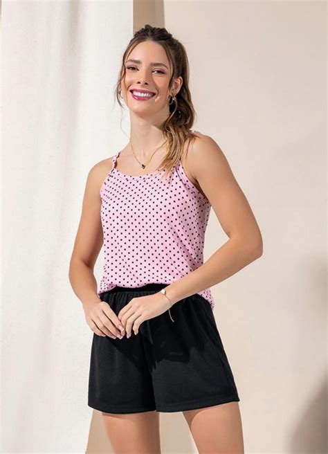 Pijama Poá Rosa de Alcinha Alma Dolce