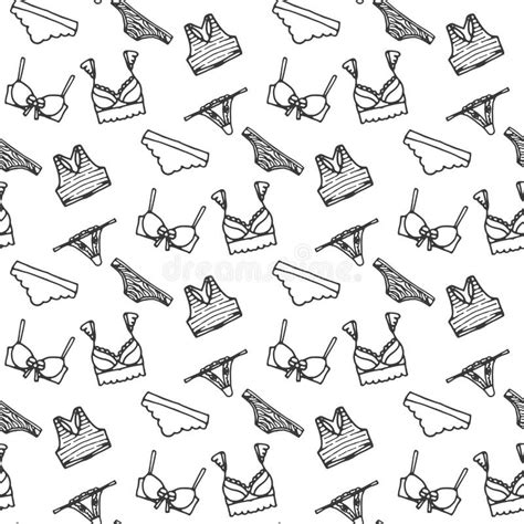 Lingerie Seamless Pattern Vector Underwear Background Design Outline Hand Drawn Illustration
