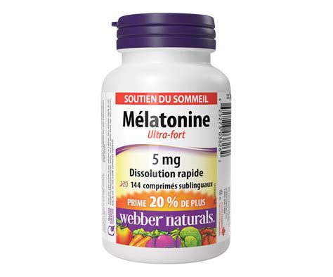 Mélatonine extra fort 120 unités Webber Naturals Sommeil et