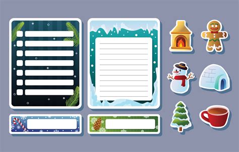 Journal Template Sticker Winter 12980234 Vector Art at Vecteezy