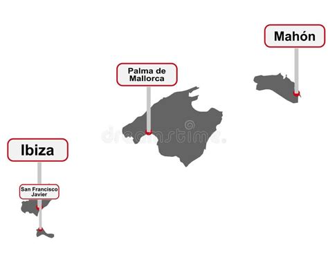 Indicare Il Nome E La Mappa Delle Isole Baleari Illustrazione