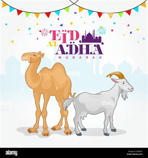 Eid Al Adha Logo With Goat And Camel Stock Vector Image And Art Alamy