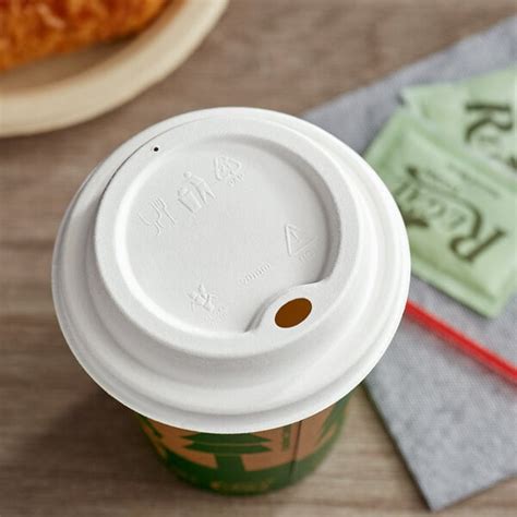 EcoChoice White Compostable Sugarcane Hot Cup Lid For 10 24 Oz Standard Cups And 8 Oz Squat