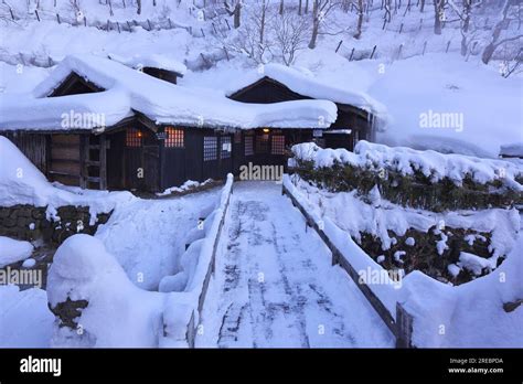 Tsurunoyu Onsen Hot Spring In Winter Stock Photo Alamy