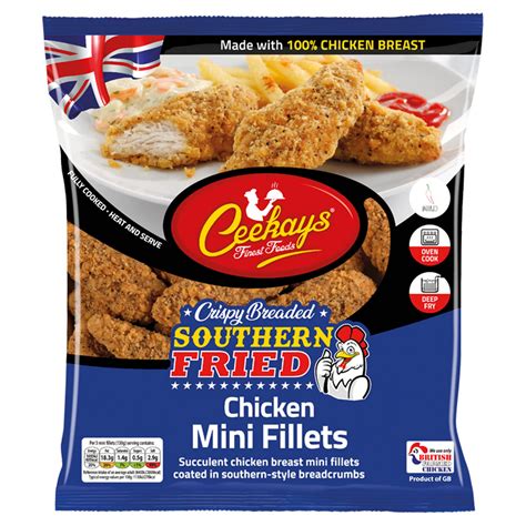 Ceekays Finest Foods Crispy Breaded Southern Fried Chicken Mini Fillets 500g Breaded