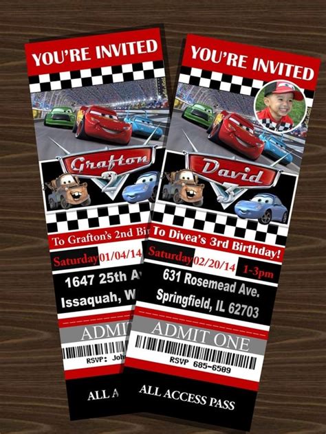 Disney S Cars Ticket Invitations With Or Without By Nhelydesigns