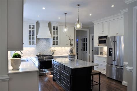 White Kitchen With Contrasting Island Kitchen Raleigh By Emily