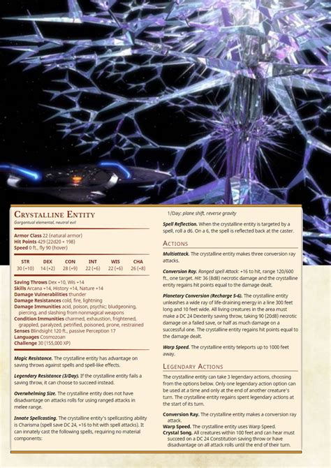 Crystalline Entity Dungeons And Dragons Homebrew Dandd Dungeons And