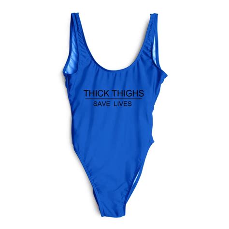 Swimwear Women One Piece Swimsuit Thick Thighs Save Lives Funny Bathing