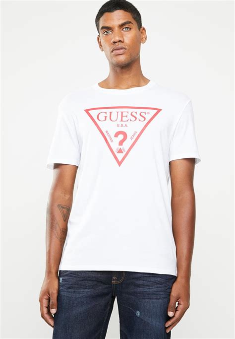 Core Triangle Short Sleeve Tee White Guess T Shirts And Vests