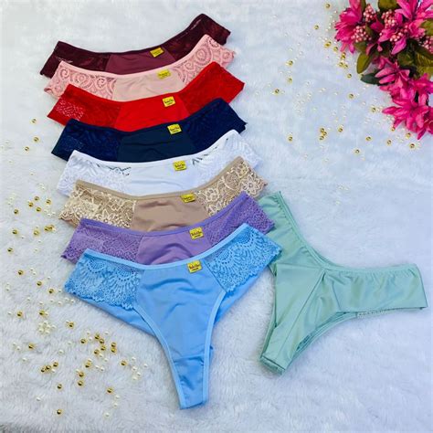 Kit 10 Calcinhas Conforto Fio Duplo Tanga Fio Dental Lingerie Ref 338 Shopee Brasil