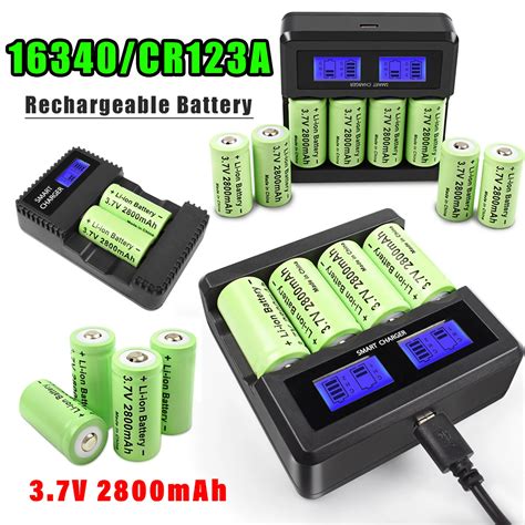 Powtree 16P 2800mAh Rechargeable 3 7V Li Ion 16340 Batteries CR123A RCR