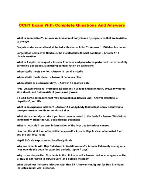 Ccht Exam With Complete Questions And Answers Browsegrades