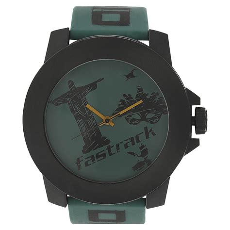 buy  fastrack quartz analog green dial plastic strap
