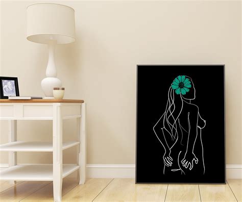 Black One Line Art Female Naked Poster Nudism Artwork Butt Etsy Ireland