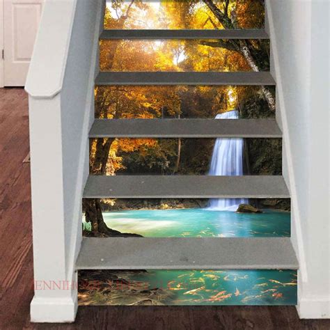 Stair Stickers Waterfalls Scenery D Wall Sticker Stair Decal Stairs