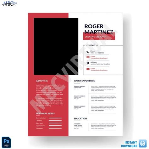 Modern Resume PSD Template | Psd templates, Modern resume, Psd