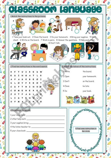 Classroom Instructions A Labelling Worksheet Editable Ab2