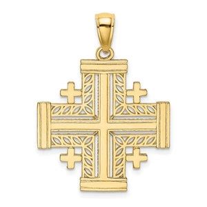 New K Gold Jerusalem Cross Pendant Etsy