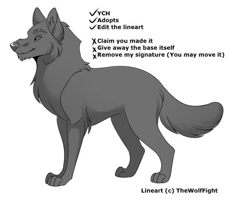 P2u Male Wolf Lineart By Thewolffight On Deviantart