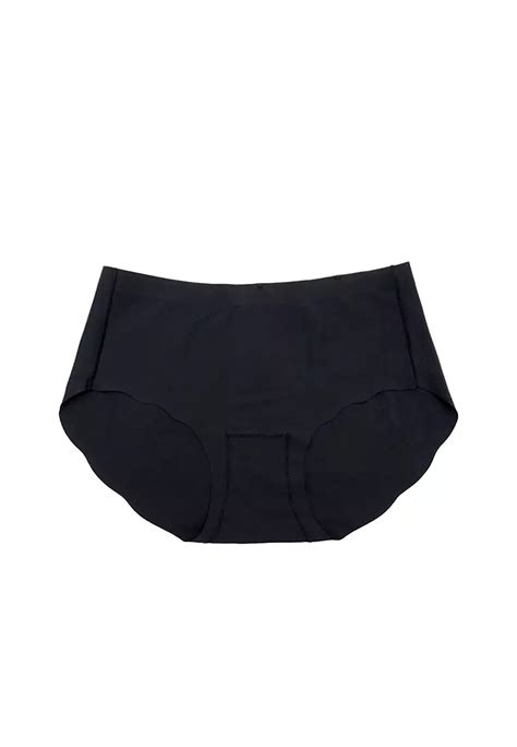 Buy Kiss Tell Pack Helin Seamless Mid Rise Scallop Panties In Black Nude Online ZALORA