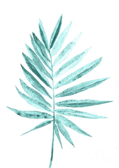 Teal Palm Leaf Painting By Green Palace Pixels