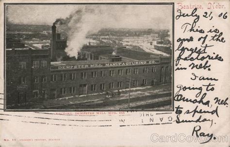 Factory Dempster Mill Mfg. Beatrice, NE Postcard