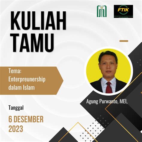 Agung Purwanto Seorang Pakar Ekonomi Islam Mengajar Kuliah Tamu Di