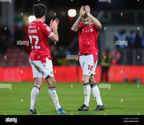 Paul Mullin 10 Of Wrexham Applauds The Home Fans After The Sky Bet