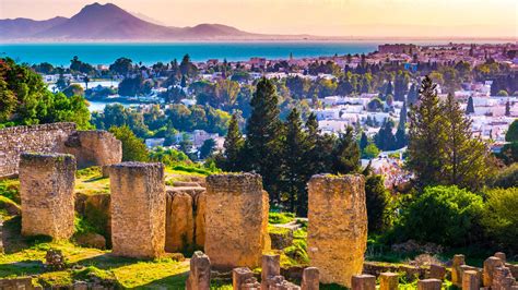 View From Hill Byrsa With Ancient Remains Of Carthage And Landscape