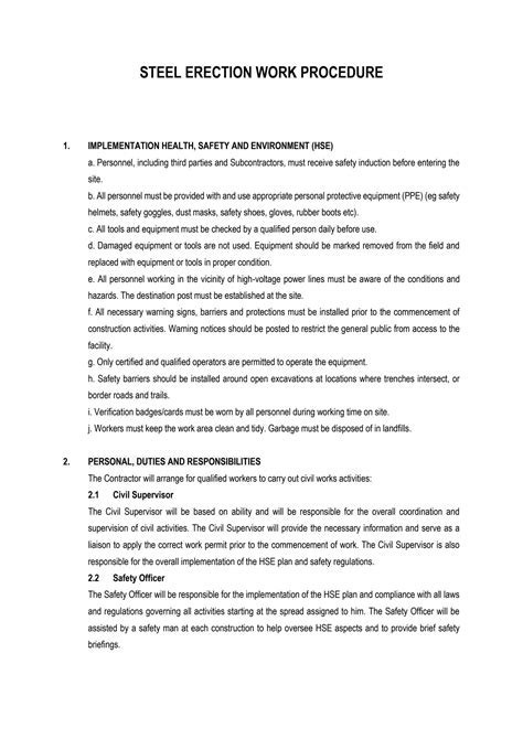 SOLUTION: Steel erection work procedure - Studypool