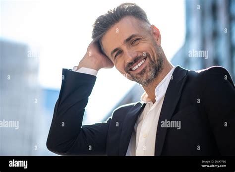 Stylish Elegant Mature Man Looking Confident At Camera Stock Photo Alamy