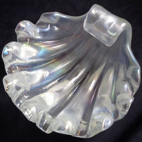 Ercole Barovier Murano Iridescent Italian Art Glass Conch Seashell Bowl For Sale At 1stdibs