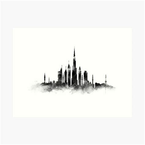 Dubai Skyline Art Print For Sale By MonnPrint Redbubble