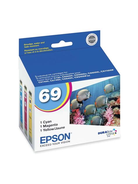 Epson 69 DuraBrite Ultra Cyan Magenta Yellow Ink Cartridges Pack Of