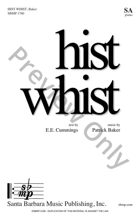 hist whist (SA divisi) by Patrick Baker| J.W. Pepper Sheet Music