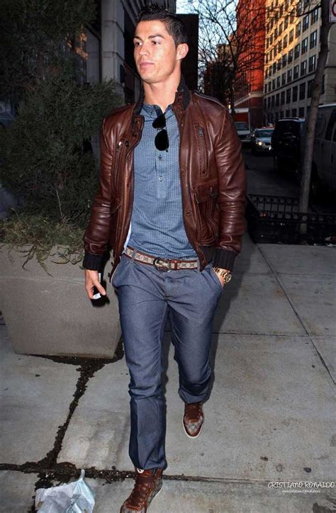 Cristiano Ronaldo Mens Casual Brown Suede Leather Jacket