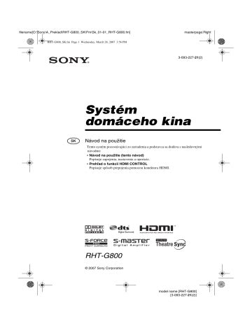 Sony RHT G800 Návod na použitie Manualzz