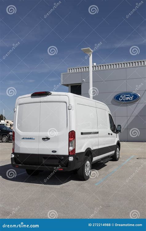 Ford E-Transit Cargo Van Display at a Dealership. Ford Offers the E ...