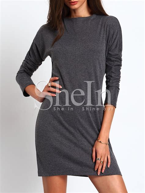 Grey Mock Neck Bodycon Dress Shein Sheinside