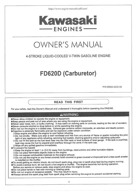 Kawasaki Fd671d 4 Stroke Liquid Cooled V Twin Gas Engine Full Service Repair Manual