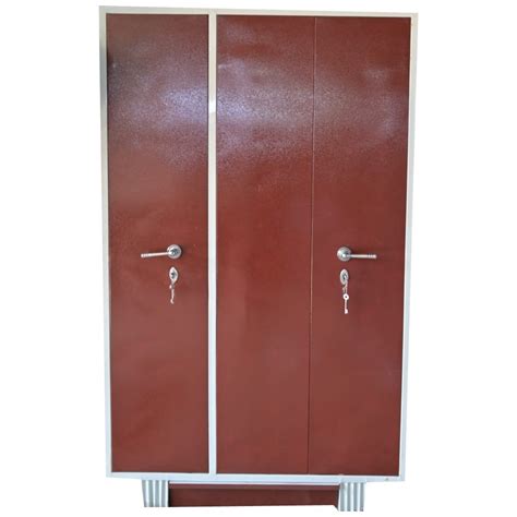 3 Door With Locker Brown Mild Steel Almirah 4 Shelves Without Mirror