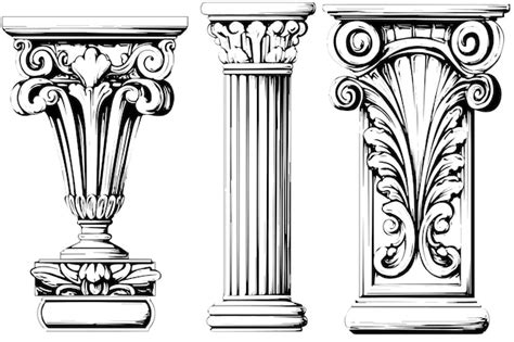 Ancient Column Collection Vintage Vector Illustrations Of Roman And