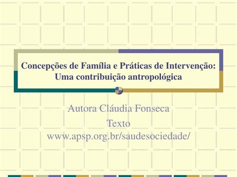 Ppt Concep Es De Fam Lia E Pr Ticas De Interven O Uma Contribui O