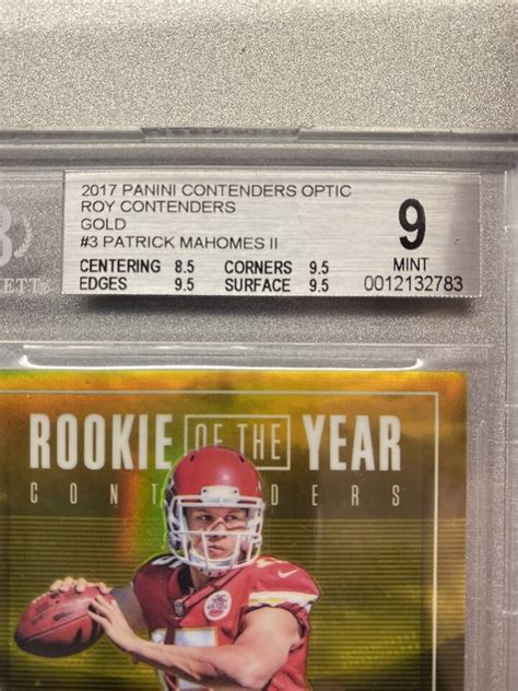 Optic Contenders Patrick Mahomes Rookie Gold Prizm Roy Rc Bgs