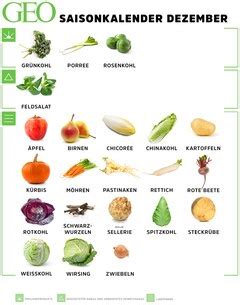 Saisonkalender Dezember Obst Gemüse GEO